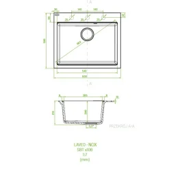 Zlewozmywaki|inny Zlewozmywak jednokomorowy 60x50 cm szary kamienny granitowy LAVEO NOX