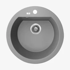 inny Zlewozmywak jednokomorowy okrągły fi 51 cm szary kamienny granitowy LAVEO FLOS