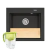 Zlewozmywaki|PYRAMIS POLSKA SPÓŁKA Z OGRANICZONĄ ODPOWIEDZIALNOŚCIĄ Zlewozmywak karbon NOTUS 57x51,5 cm + deska kuchenna i dzbanek z filrem