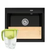 PYRAMIS POLSKA SPÓŁKA Z OGRANICZONĄ ODPOWIEDZIALNOŚCIĄ Zlewozmywak volcano NOTUS 57x51,5 cm + deska kuchenna i dzbanek z filrem