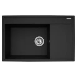 Zlewozmywaki|PYRAMIS POLSKA SPÓŁKA Z OGRANICZONĄ ODPOWIEDZIALNOŚCIĄ Zlewozmywak volcano z wkładką ociekową lewy ARES 79x50 cm + korkociąg