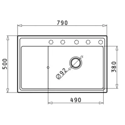 Zlewozmywaki|PYRAMIS POLSKA SPÓŁKA Z OGRANICZONĄ ODPOWIEDZIALNOŚCIĄ Zlewozmywak z wkładką ociekową prawy volcano ARES 79x50 cm + korkociąg
