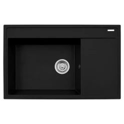 PYRAMIS POLSKA SPÓŁKA Z OGRANICZONĄ ODPOWIEDZIALNOŚCIĄ Zlewozmywak z wkładką ociekową lewy karbon ARES 79x50 cm + korkociąg