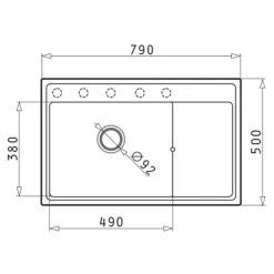 PYRAMIS POLSKA SPÓŁKA Z OGRANICZONĄ ODPOWIEDZIALNOŚCIĄ Zlewozmywak z wkładką ociekową lewy karbon ARES 79x50 cm + korkociąg