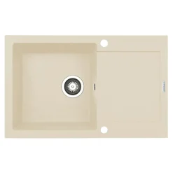 PYRAMIS POLSKA SPÓŁKA Z OGRANICZONĄ ODPOWIEDZIALNOŚCIĄ Zlewozmywak ZEFIR z baterią HERA beż piaskowy 79x50 cm + Pyra Clean