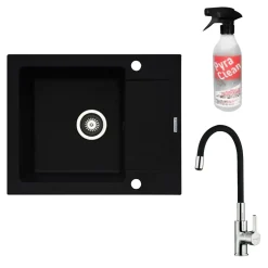 PYRAMIS POLSKA SPÓŁKA Z OGRANICZONĄ ODPOWIEDZIALNOŚCIĄ Zlewozmywak ZEFIR z baterią HERA volcano 62x50 cm + Pyra Clean